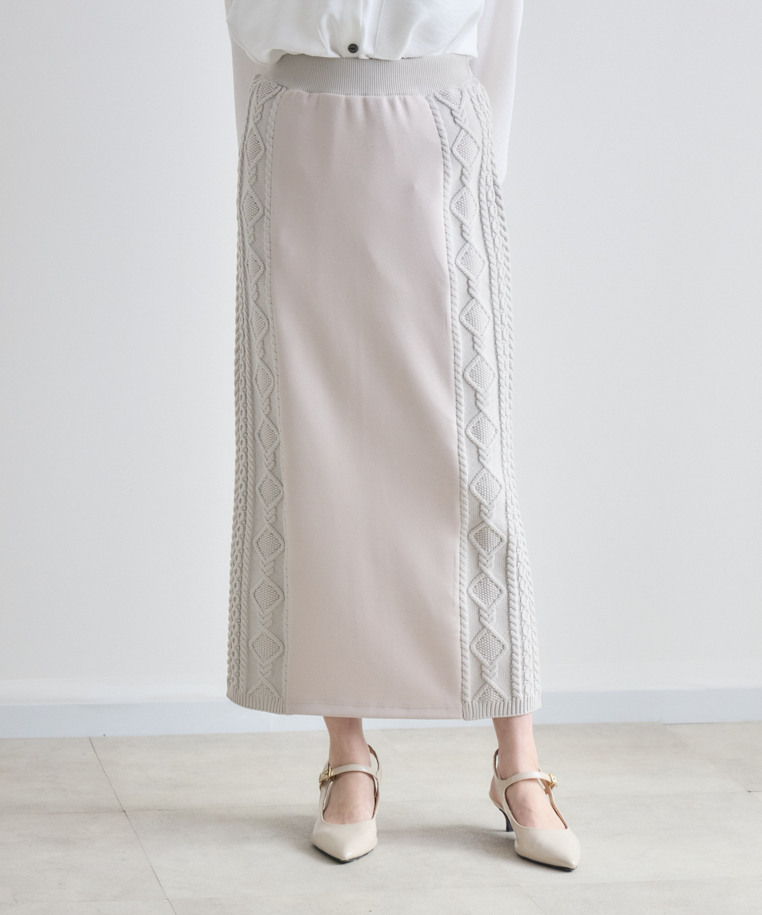 サイドケーブル編みスカート | IKG crossing