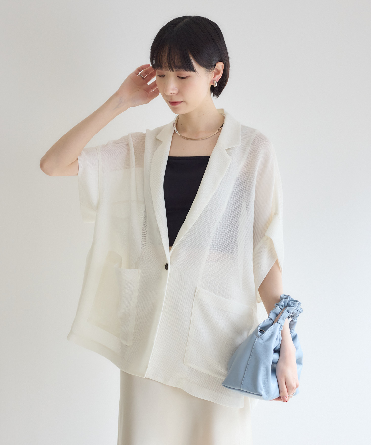 Dignite collier メッシュ半袖ジャケット | IKG crossing