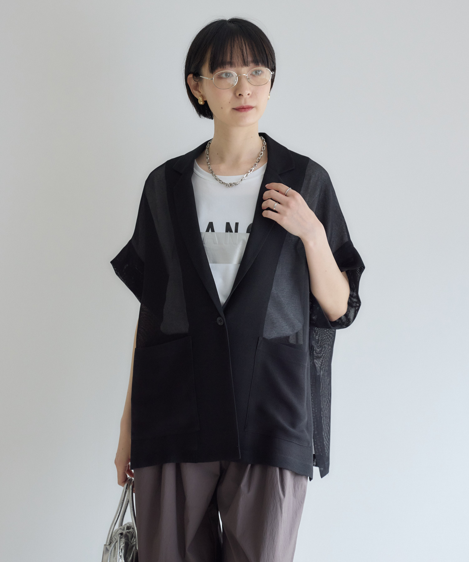 Dignite collier メッシュ半袖ジャケット | IKG crossing