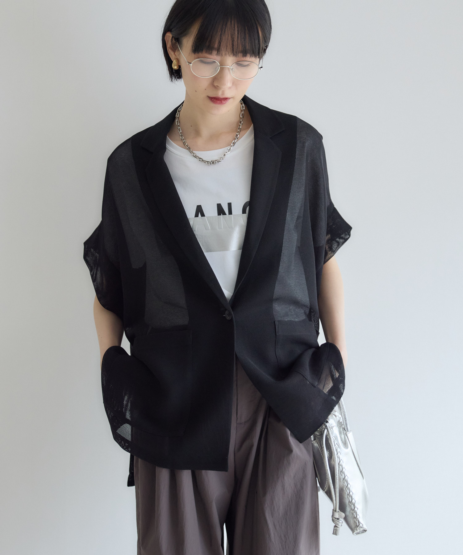 Dignite collier メッシュ半袖ジャケット | IKG crossing