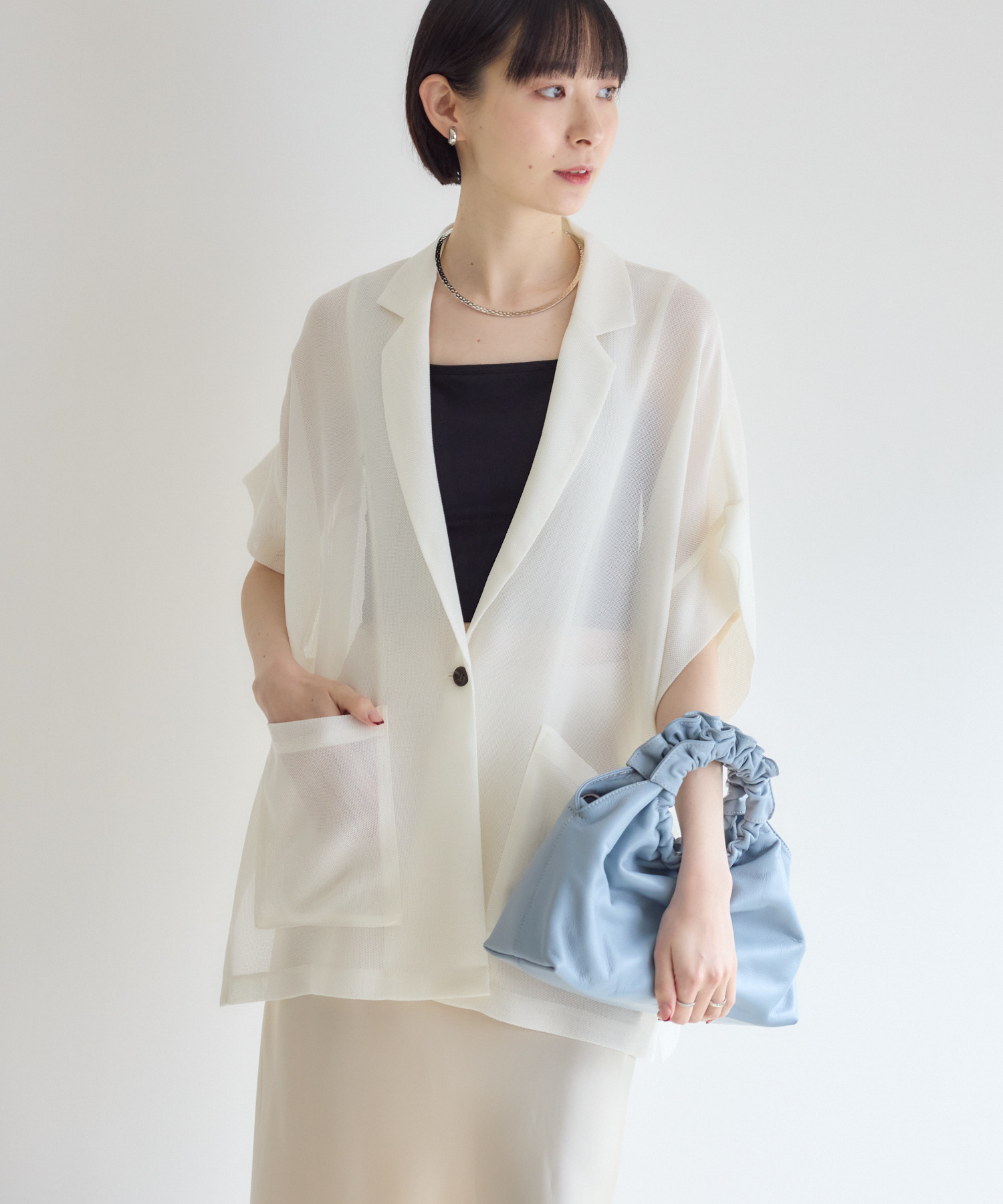 Dignite collier メッシュ半袖ジャケット | IKG crossing
