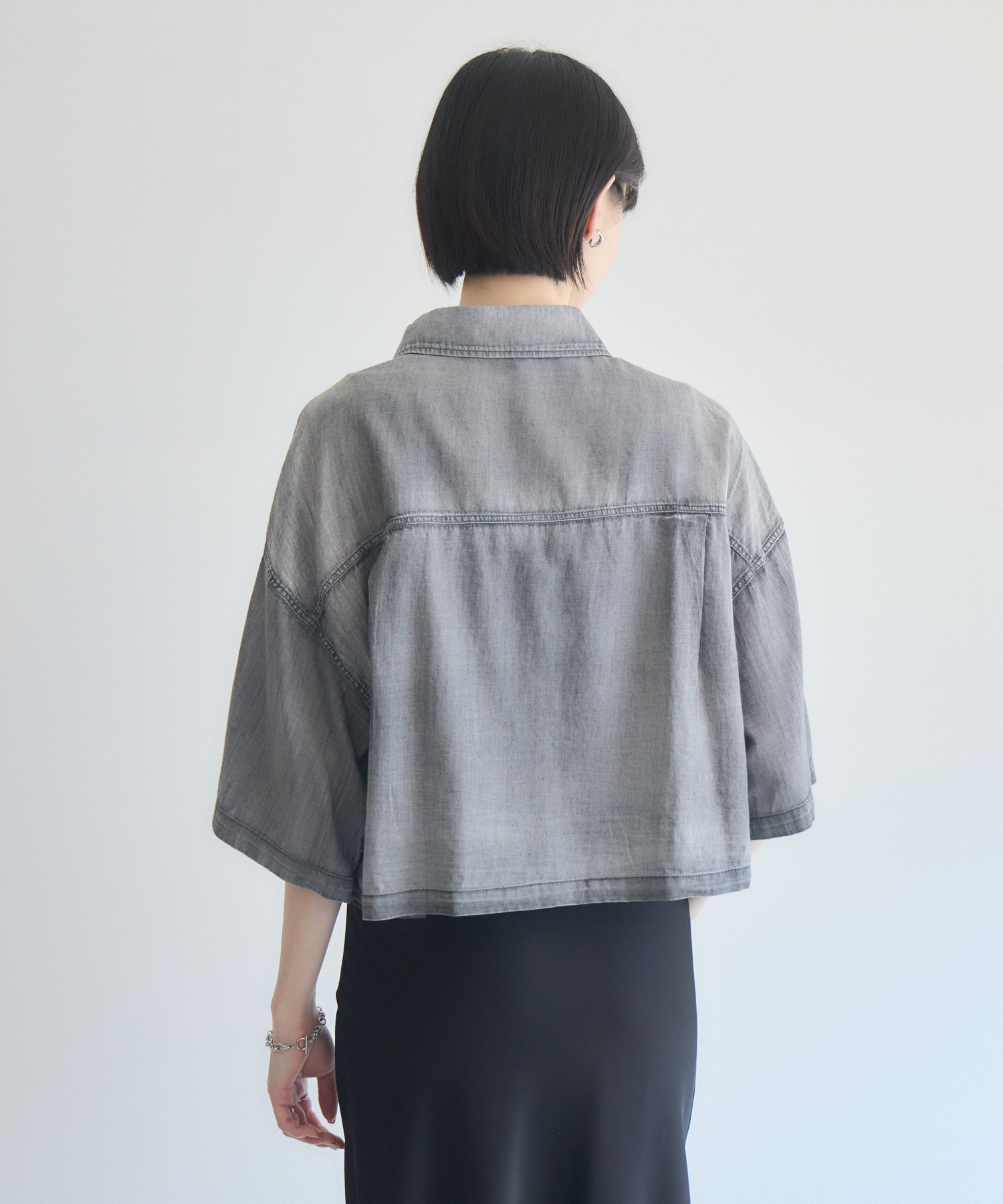 Dignite Collier シアーデニム半袖シャツ | Dignite collier 透け感の 