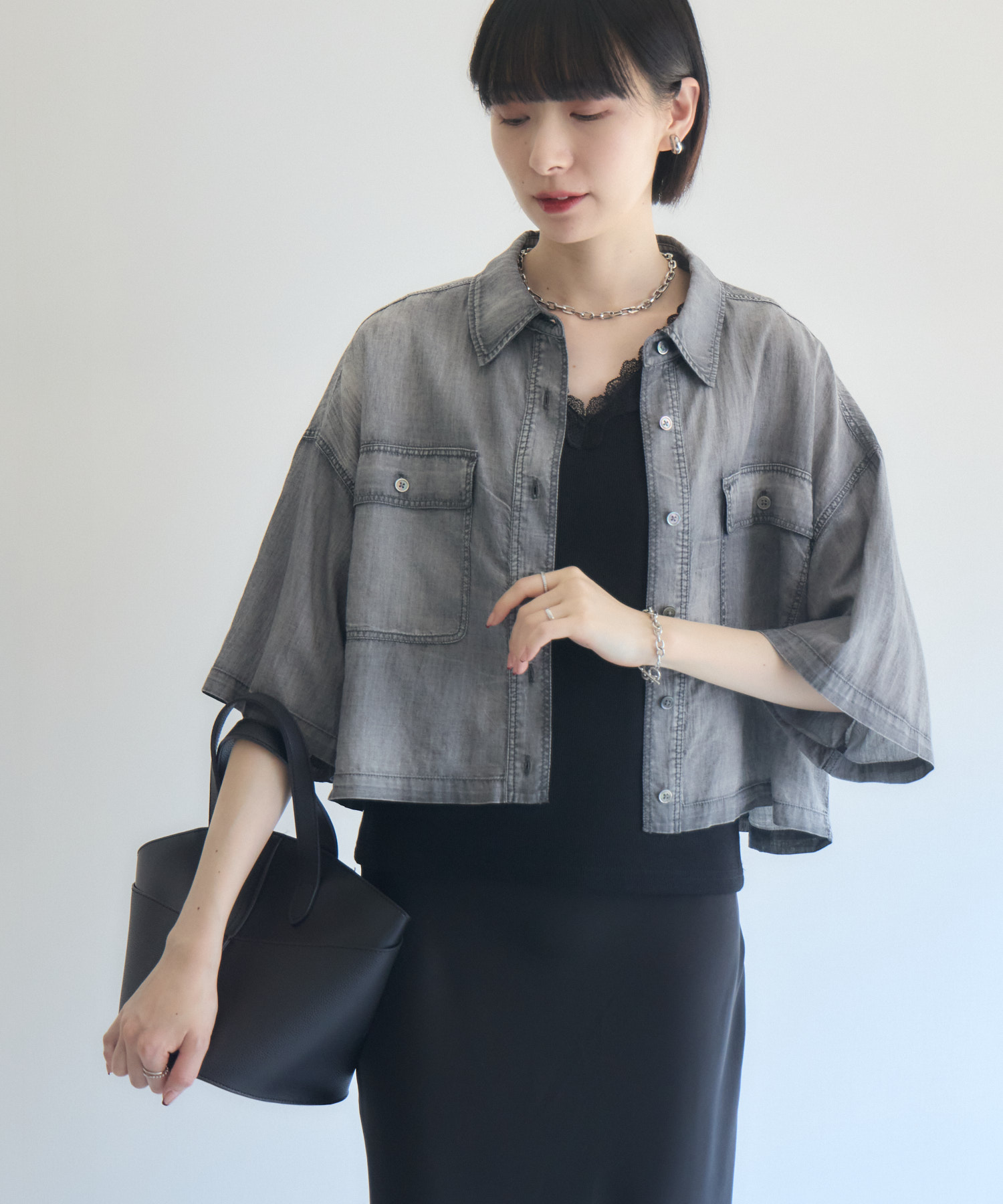 digne '25summer シアーシャツ Dignite Collier シアーデニム半袖シャツ | IKG crossing