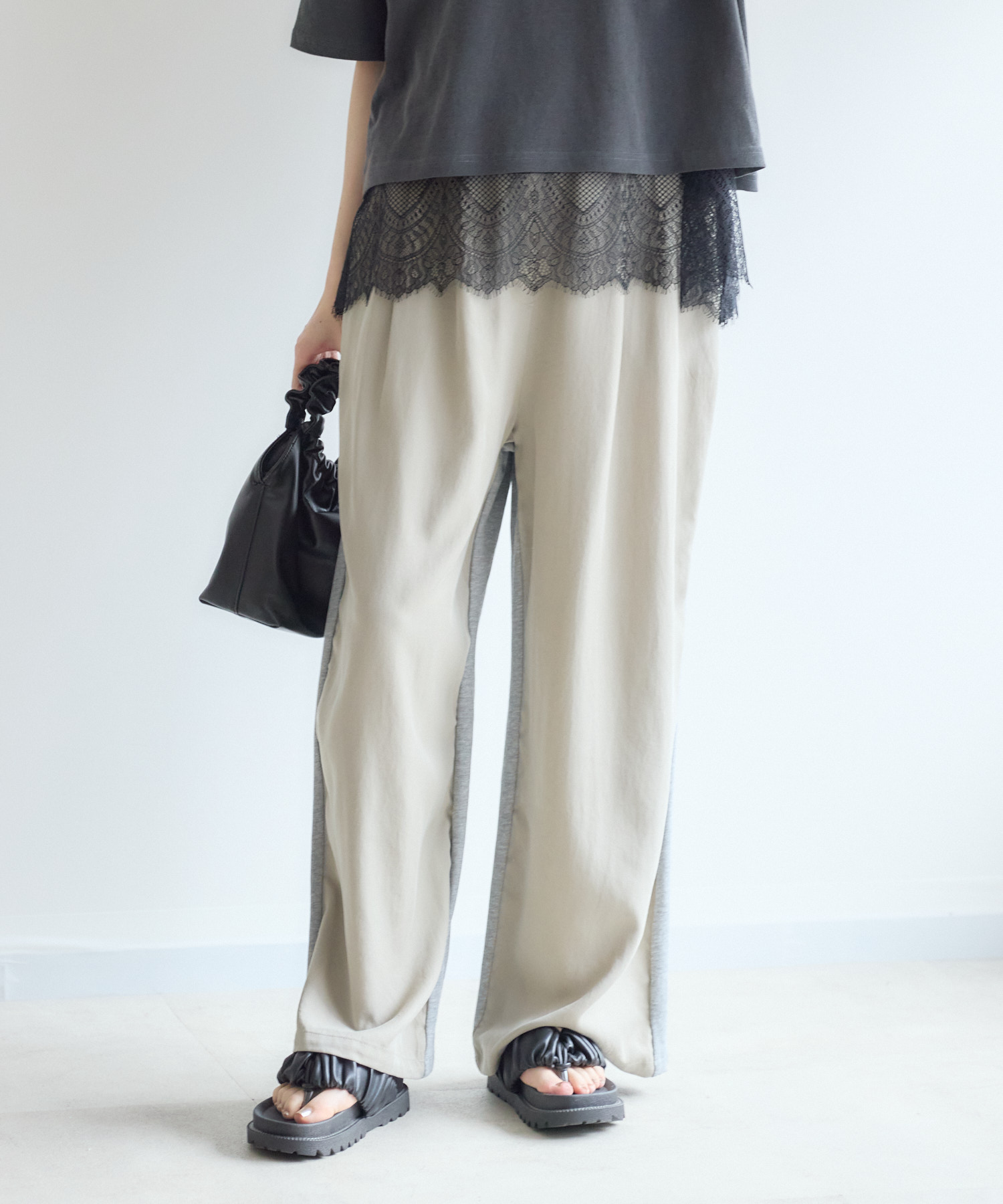 新品　タグ付Maison de Dites パンツ 残りわずか】Dignite Collier 異素材MIXパンツ | IKG crossing