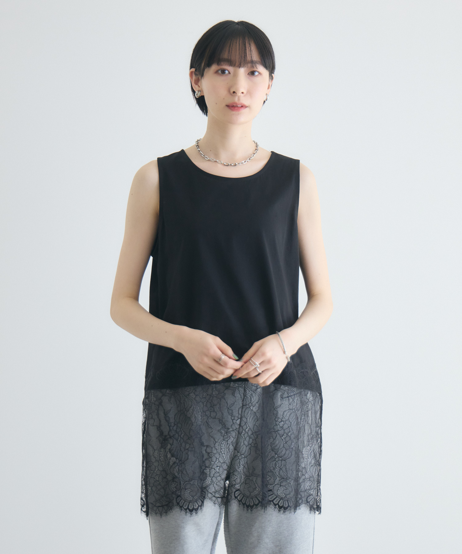 Inner Child ブラックレースタンクトップ cloche ドッキングレースタンク | IKG crossing