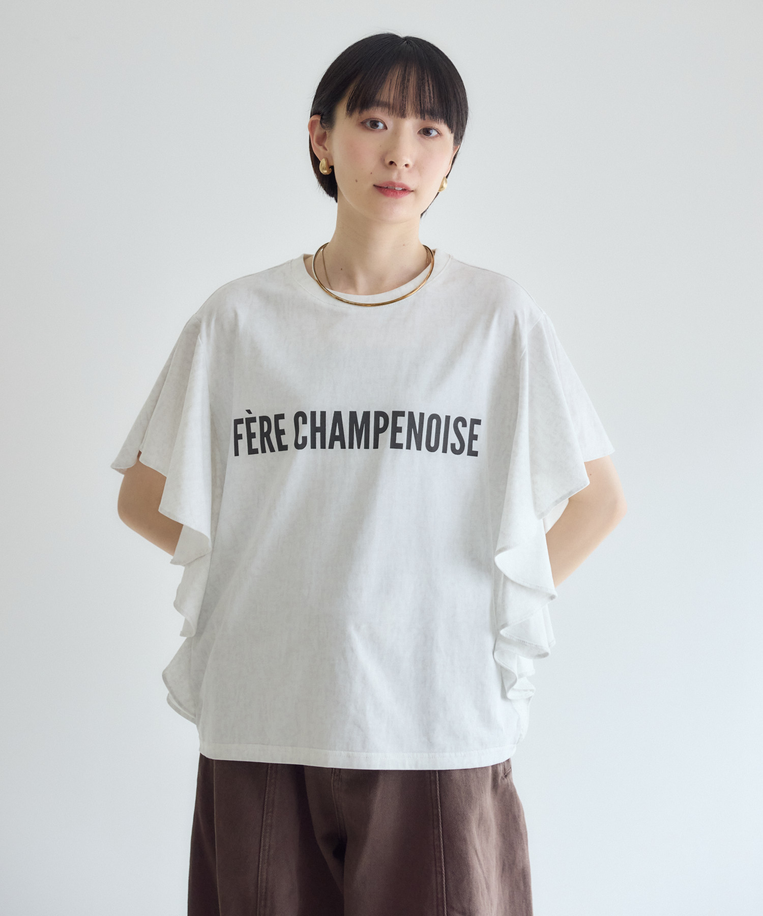 残りわずか】cloche ラッフルスリーブプリントTシャツ | IKG crossing
