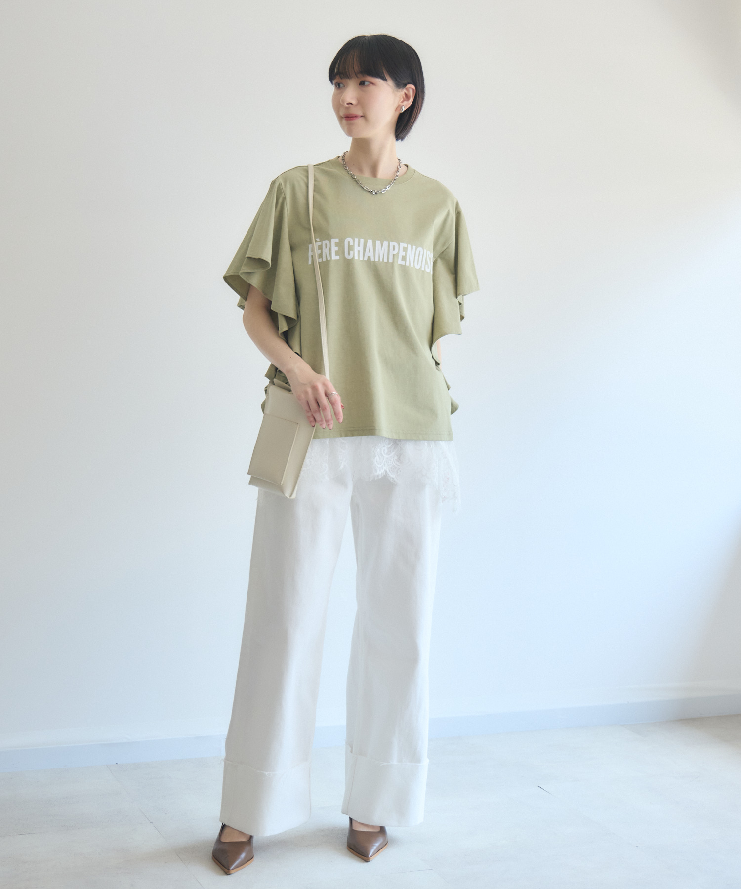 残りわずか】cloche ラッフルスリーブプリントTシャツ | IKG crossing