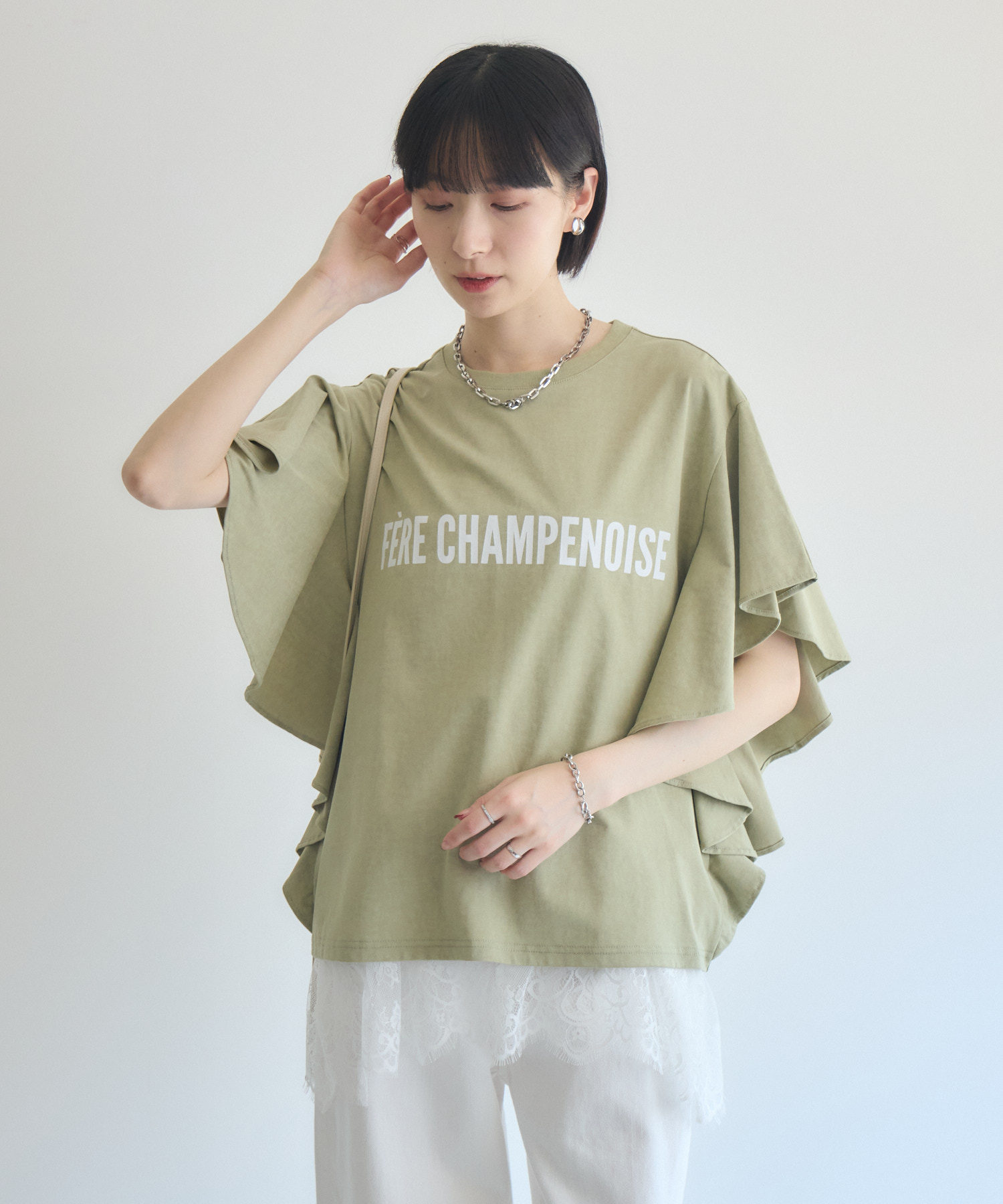 残りわずか】cloche ラッフルスリーブプリントTシャツ | IKG crossing