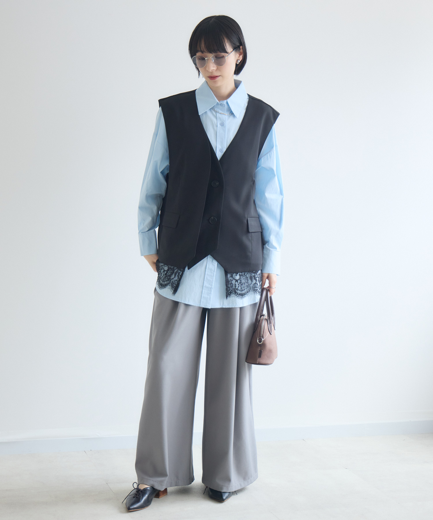CYAN Wタックストレッチワイドパンツ | IKG crossing