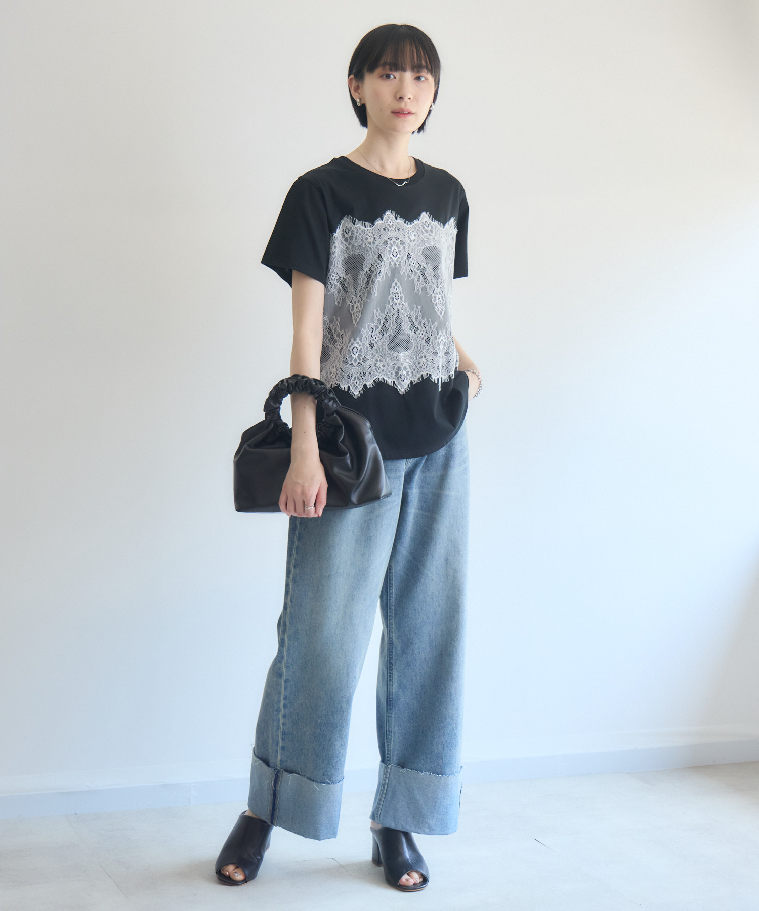 CYAN ロールアップストレートデニムパンツ | IKG crossing