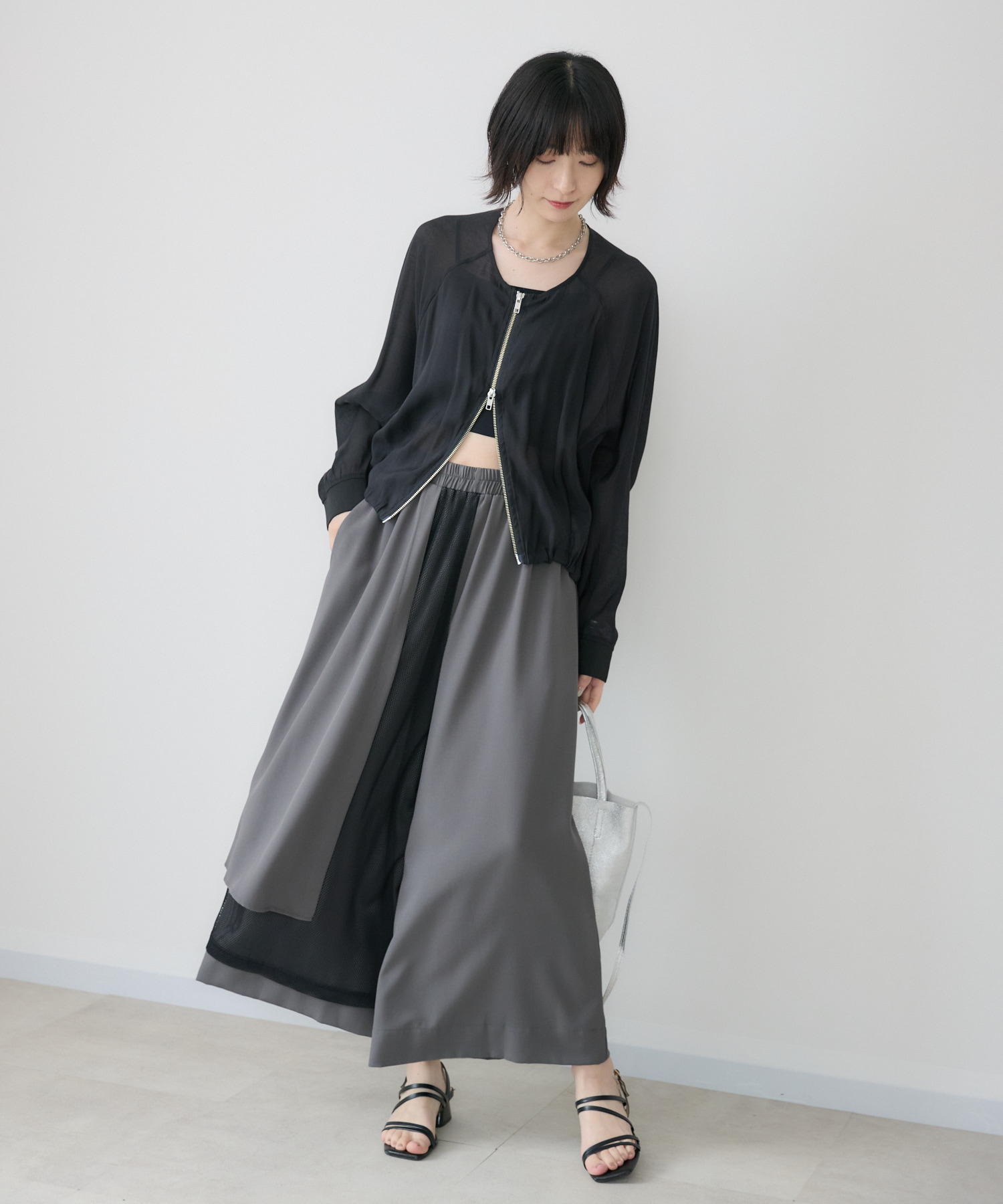 hide カジュアルパンツ ユニセックスM 予約完売品 メッシュ重ねアシメデザインパンツ | IKG crossing