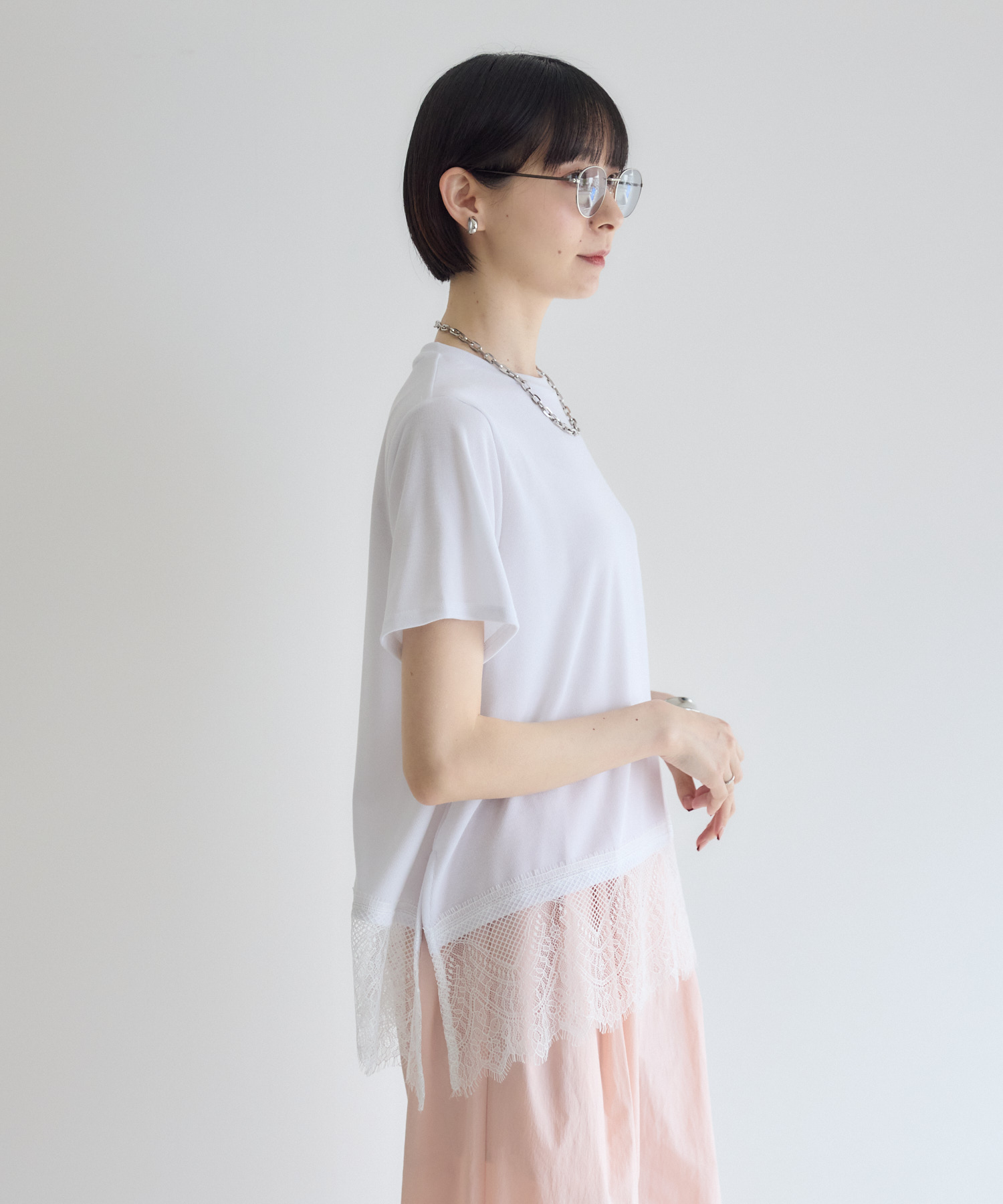 残りわずか】ROSIEE 裾レース半袖トップス | IKG crossing