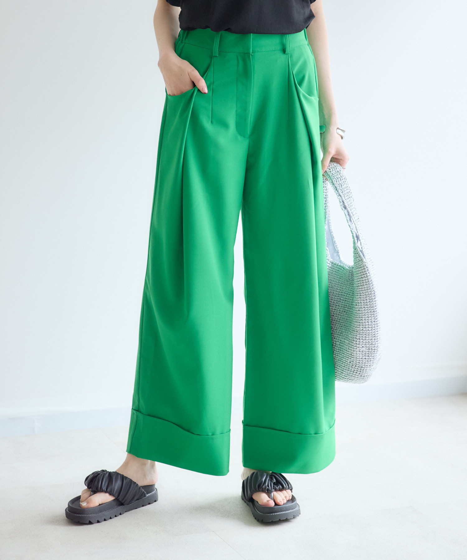 K*O様 DIALRANGE オリーブグリーン ワイドパンツ2XL TRANOI. カラータックワイドパンツ | IKG crossing