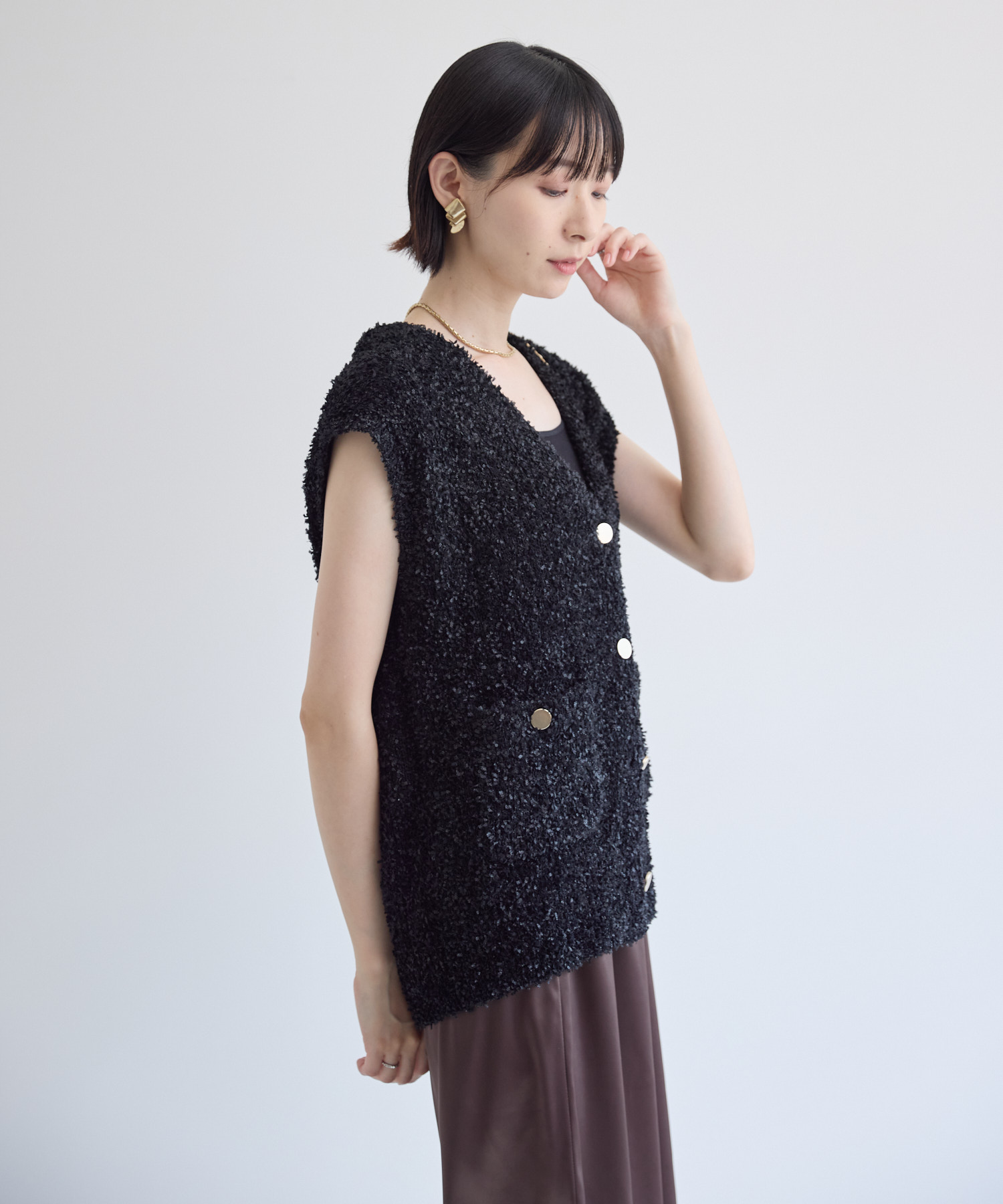 cloche ワシャワシャニットベスト | IKG crossing
