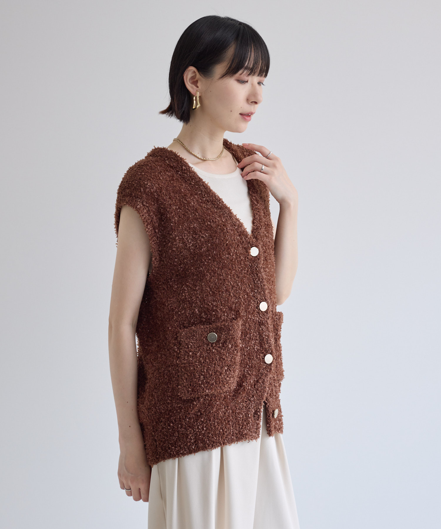 cloche ワシャワシャニットベスト | IKG crossing