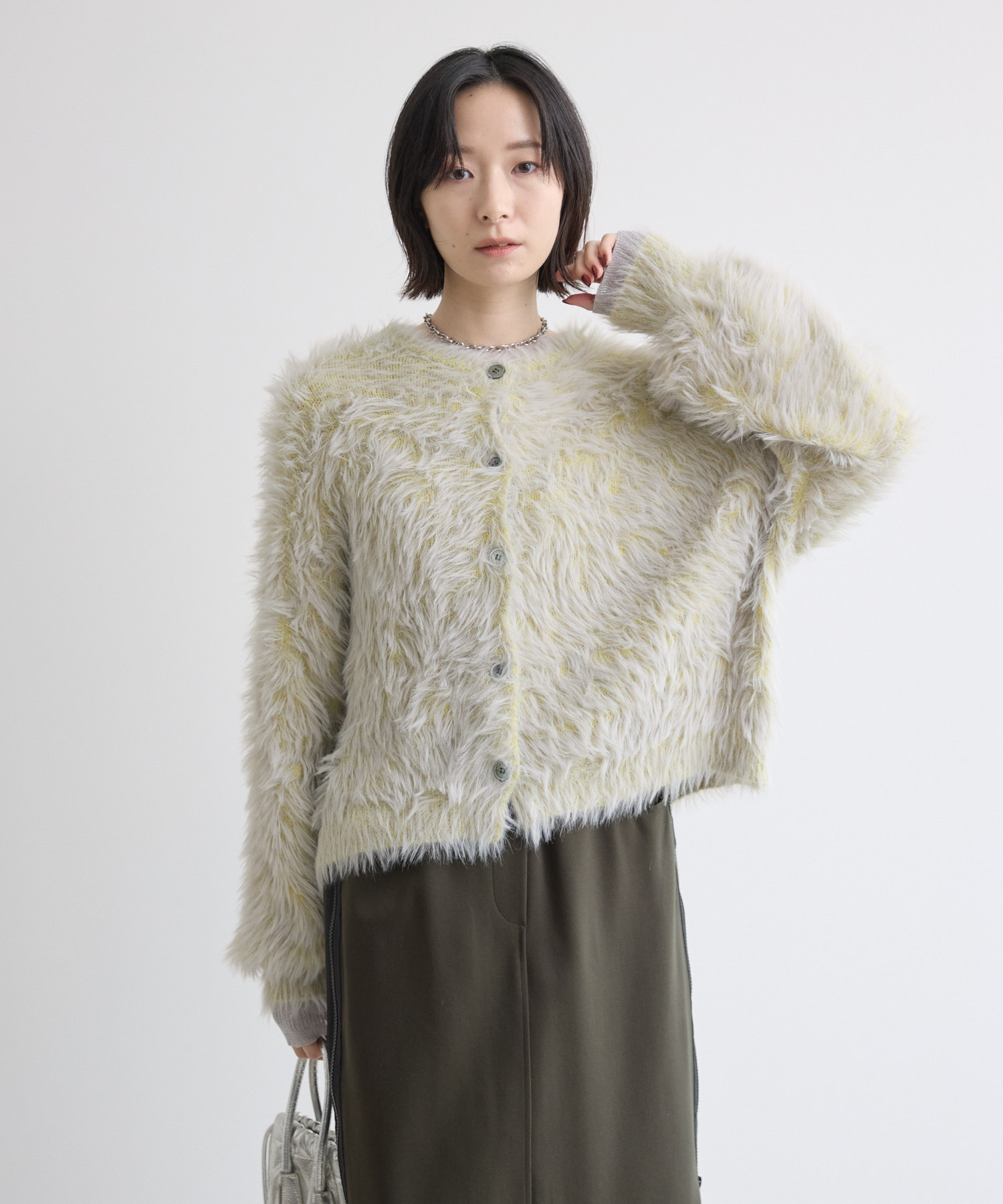 最終価格☆インゲボルグ五分袖フードカーディガン cloche フェザー配色カーディガン | IKG crossing