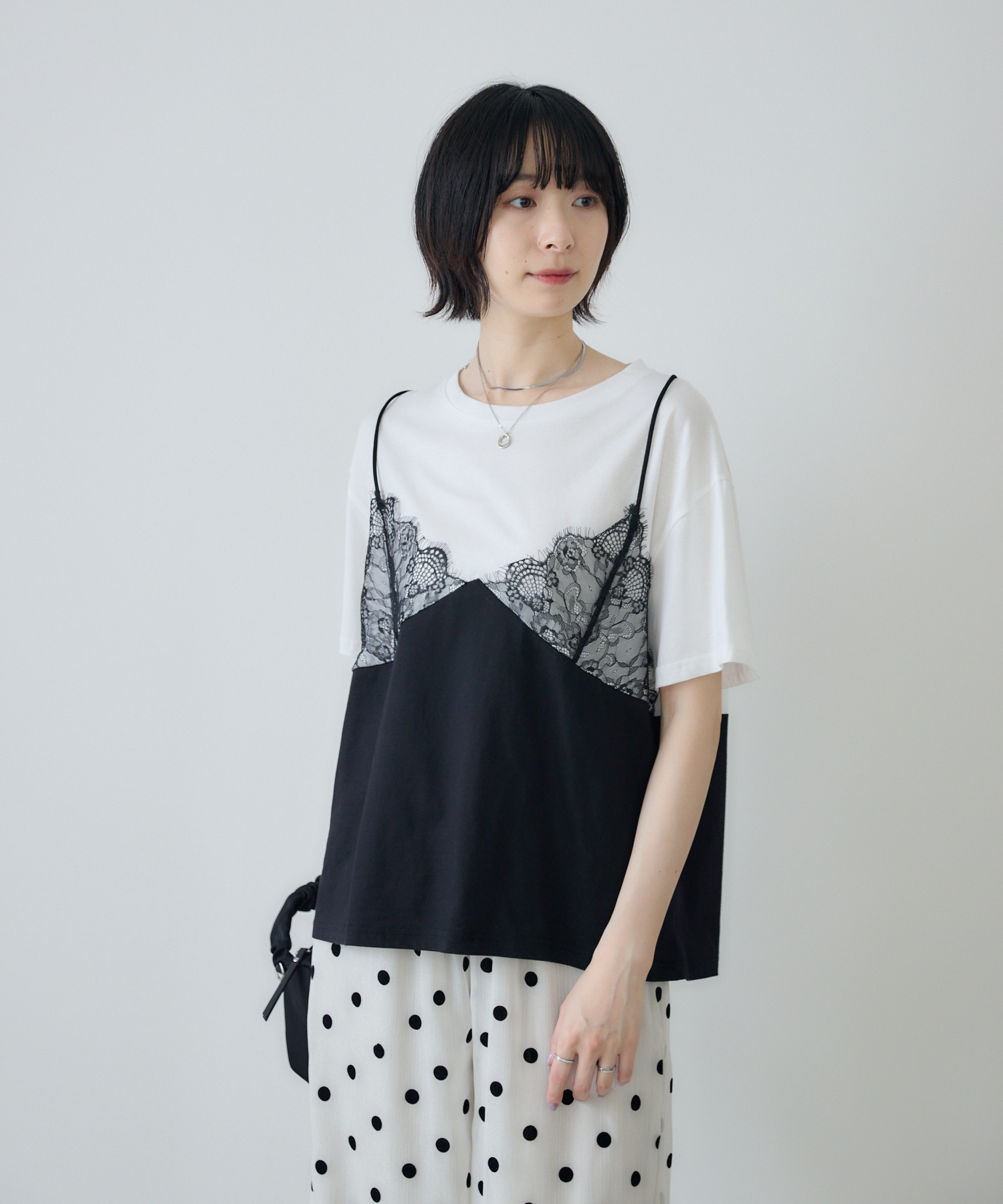 レースキャミドッキングTシャツ | IKG crossing