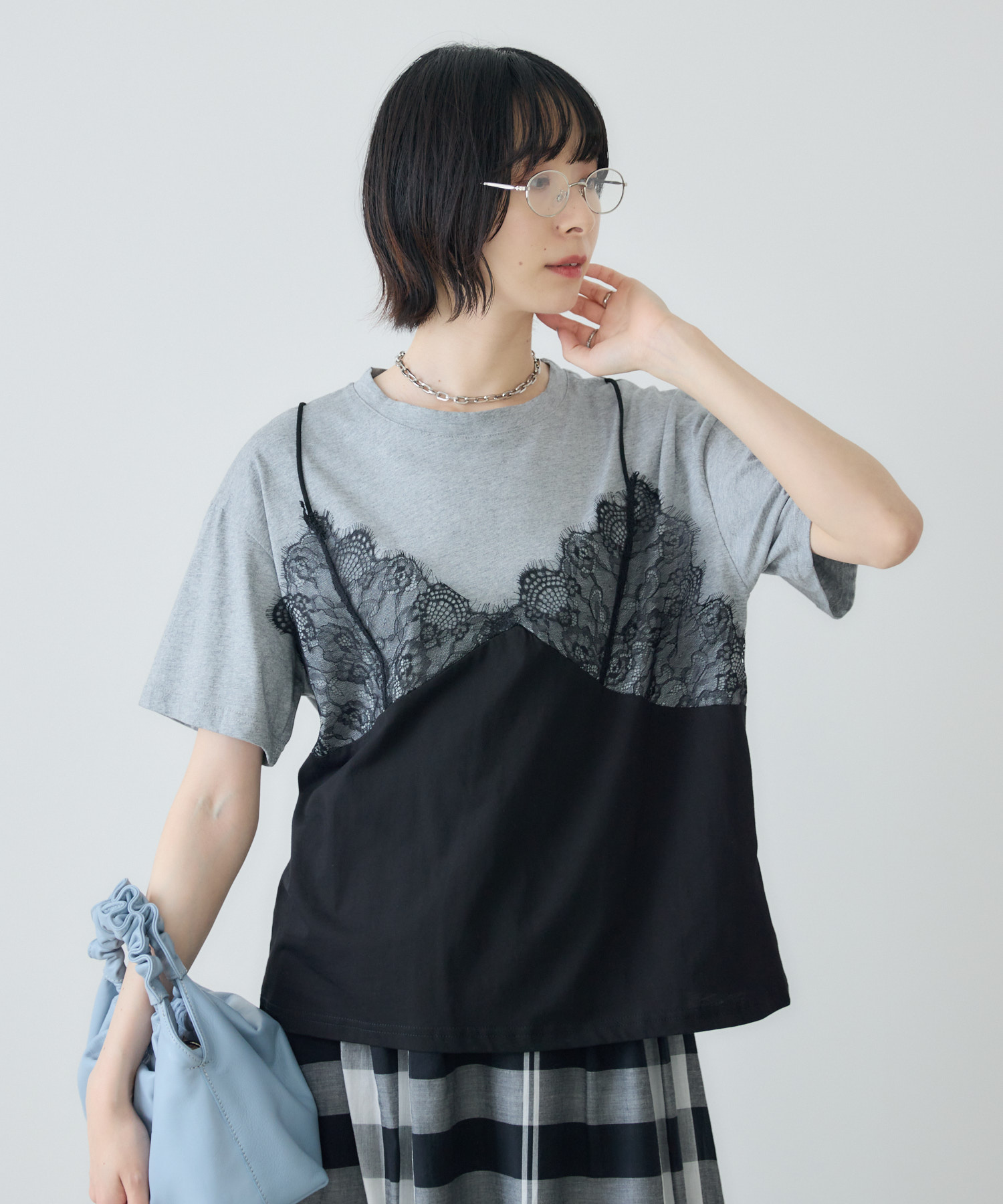 レースキャミドッキングTシャツ | IKG crossing