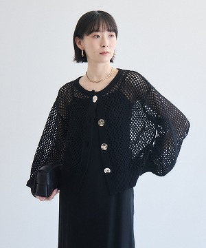 残りわずか】ROSIEE メタル釦メッシュニットカーディガン | IKG crossing