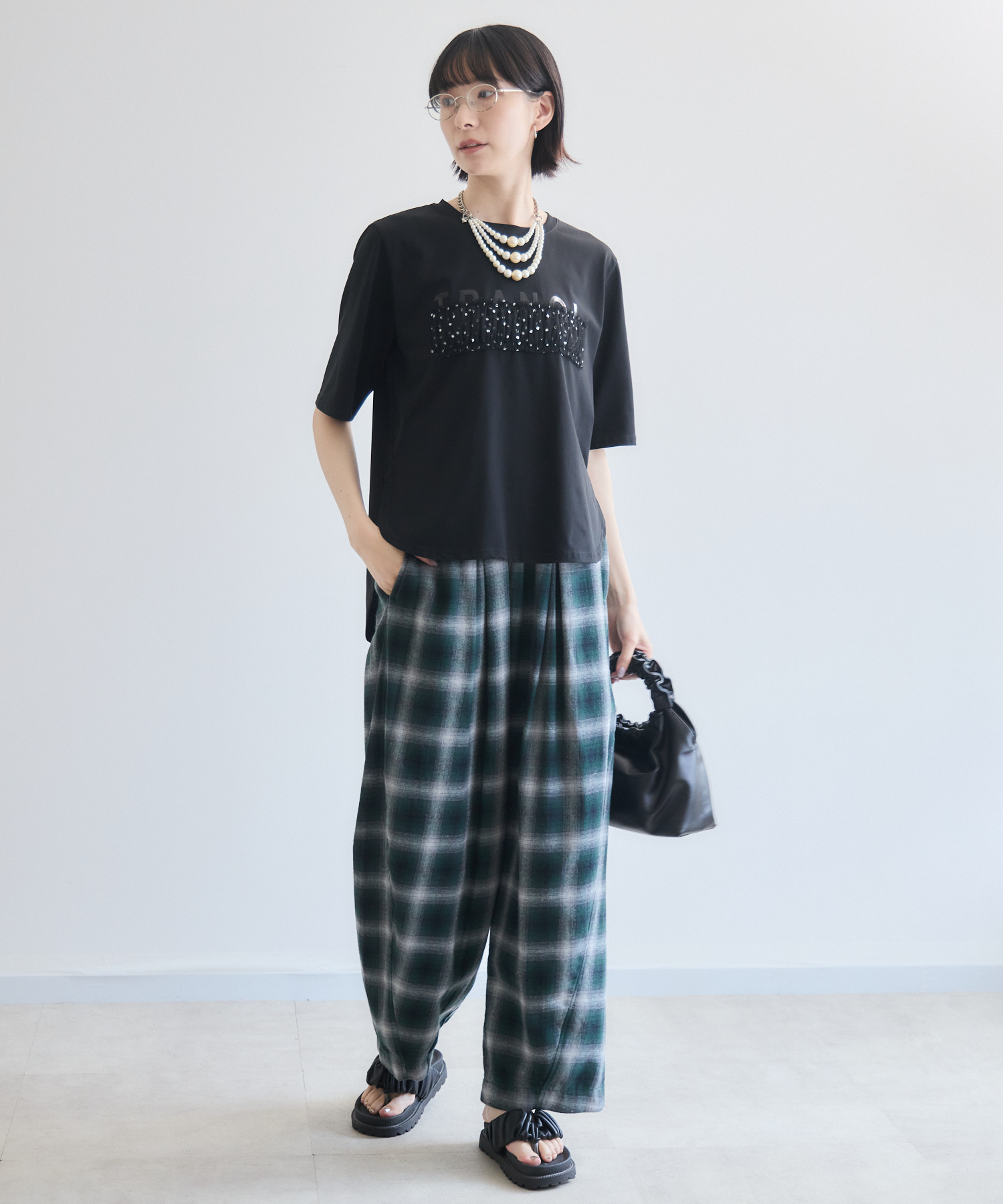 残りわずか】TRANOI. ドットチュールバーラウンドTシャツ | IKG crossing