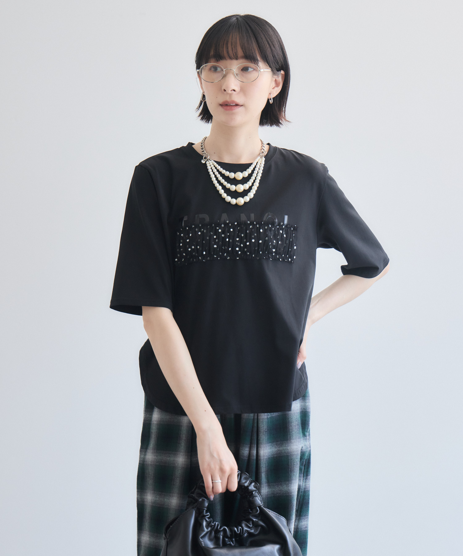 【最終お値下げしました】TRANOI トラノイ　ブラウス　シャツ TRANOI. ドットチュールバーラウンドTシャツ | IKG crossing