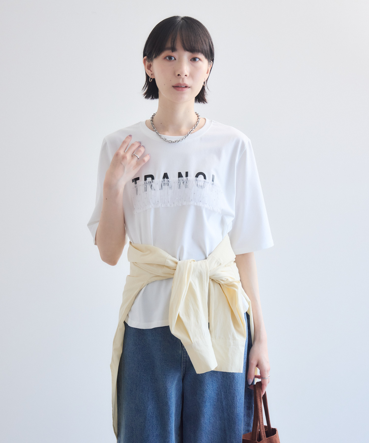 残りわずか】TRANOI. ドットチュールバーラウンドTシャツ | IKG crossing