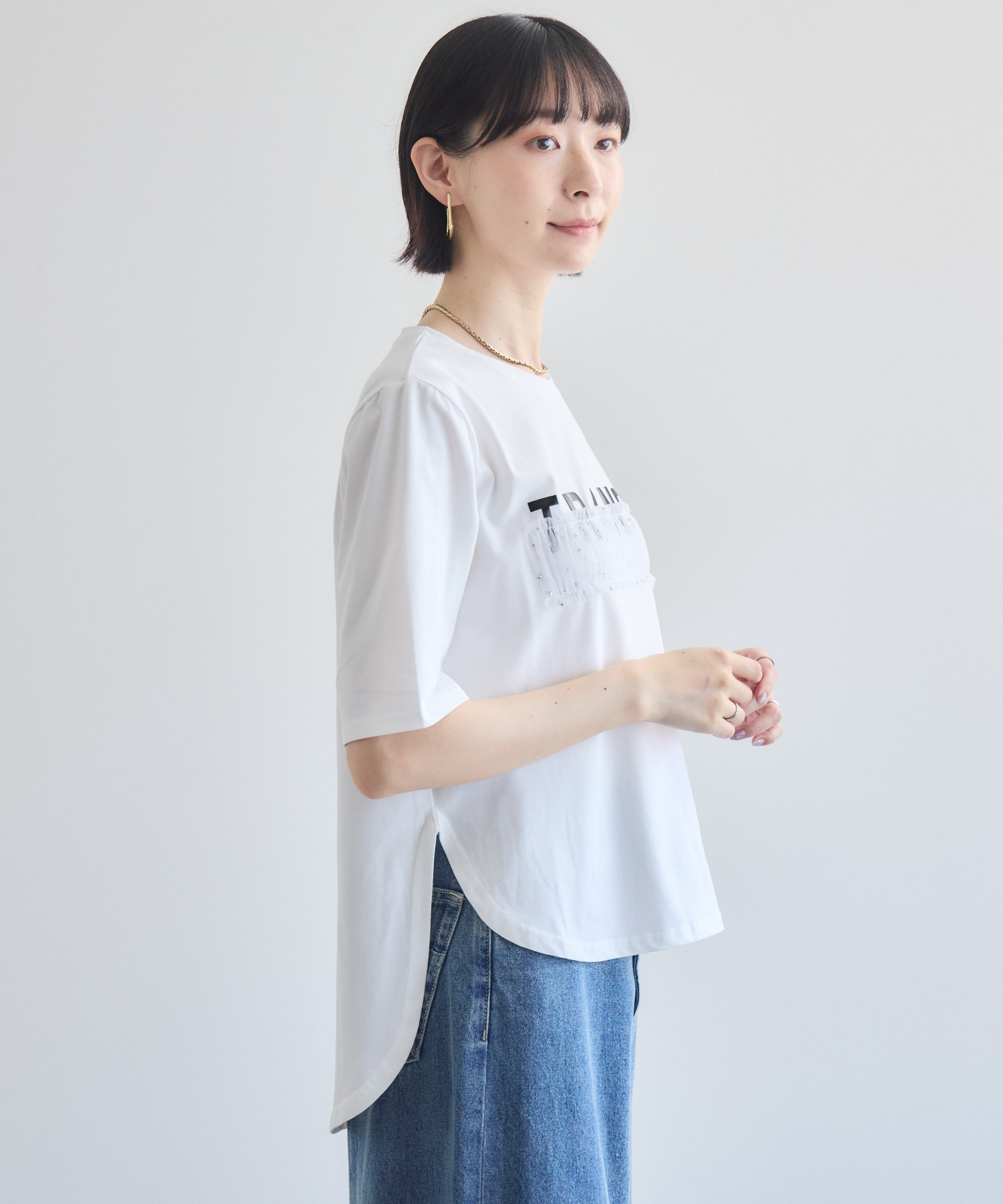 TRANOI. ドットチュールバーラウンドTシャツ | IKG crossing