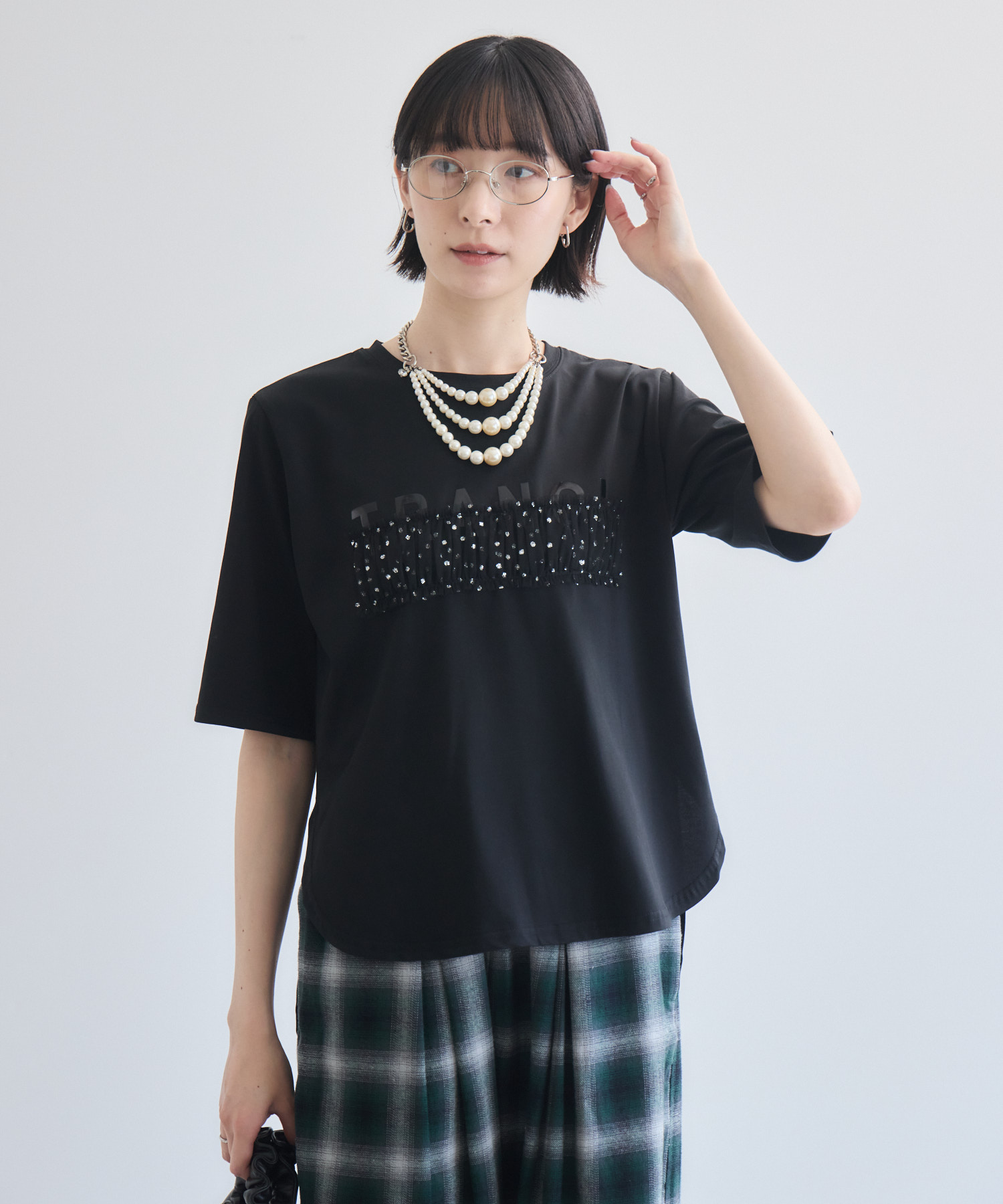 残りわずか】TRANOI. ドットチュールバーラウンドTシャツ | IKG crossing