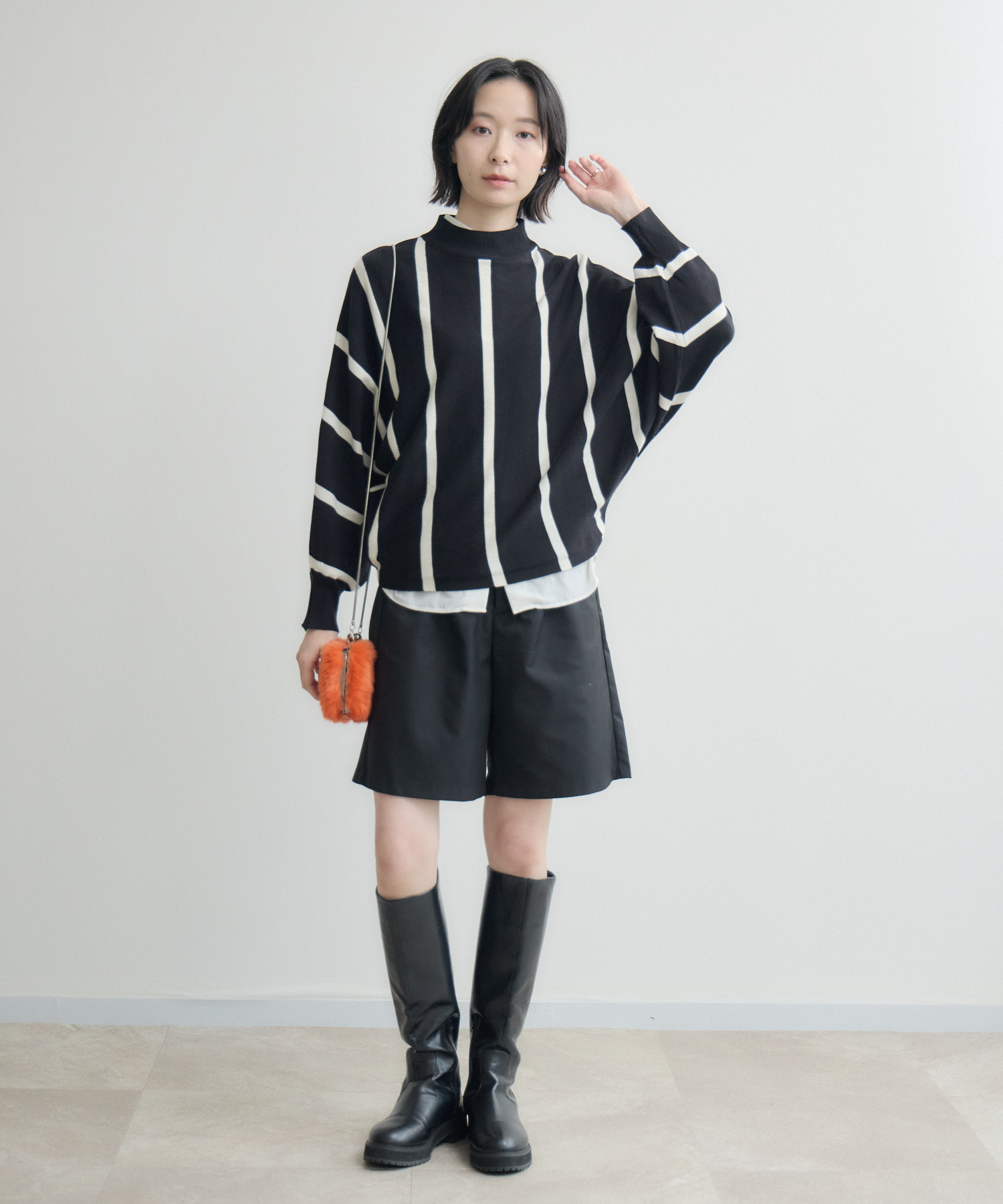 極美品 HYPE GOLF モノトーンストライプニット ゴルフニット ストライプ柄ニットプルオーバー | IKG crossing