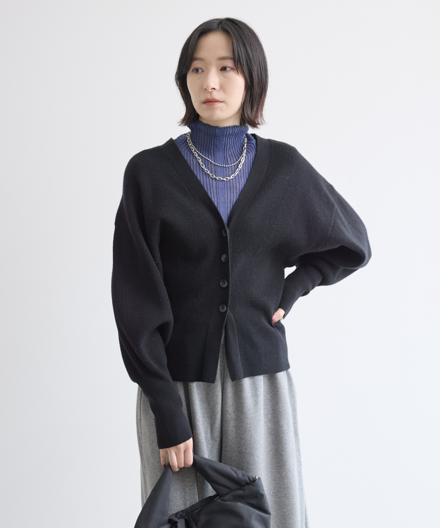 美品△All Saints メリノウールカーディガン 黒 S ワンポイント刺繡 Dignite Collier 片畦ニットカーデイガン | IKG crossing