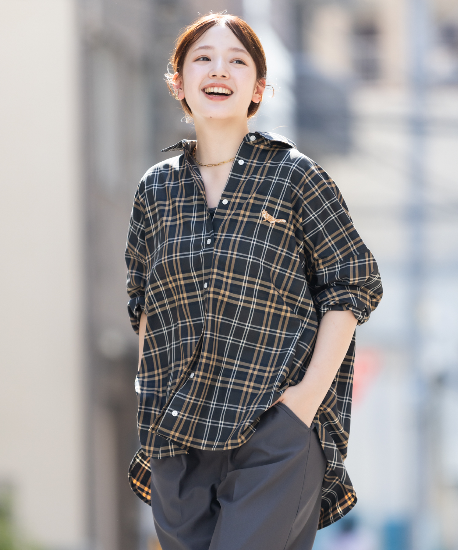 旭山動物園応援商品】キタキツネチェックシャツ / meeny miny | IKG