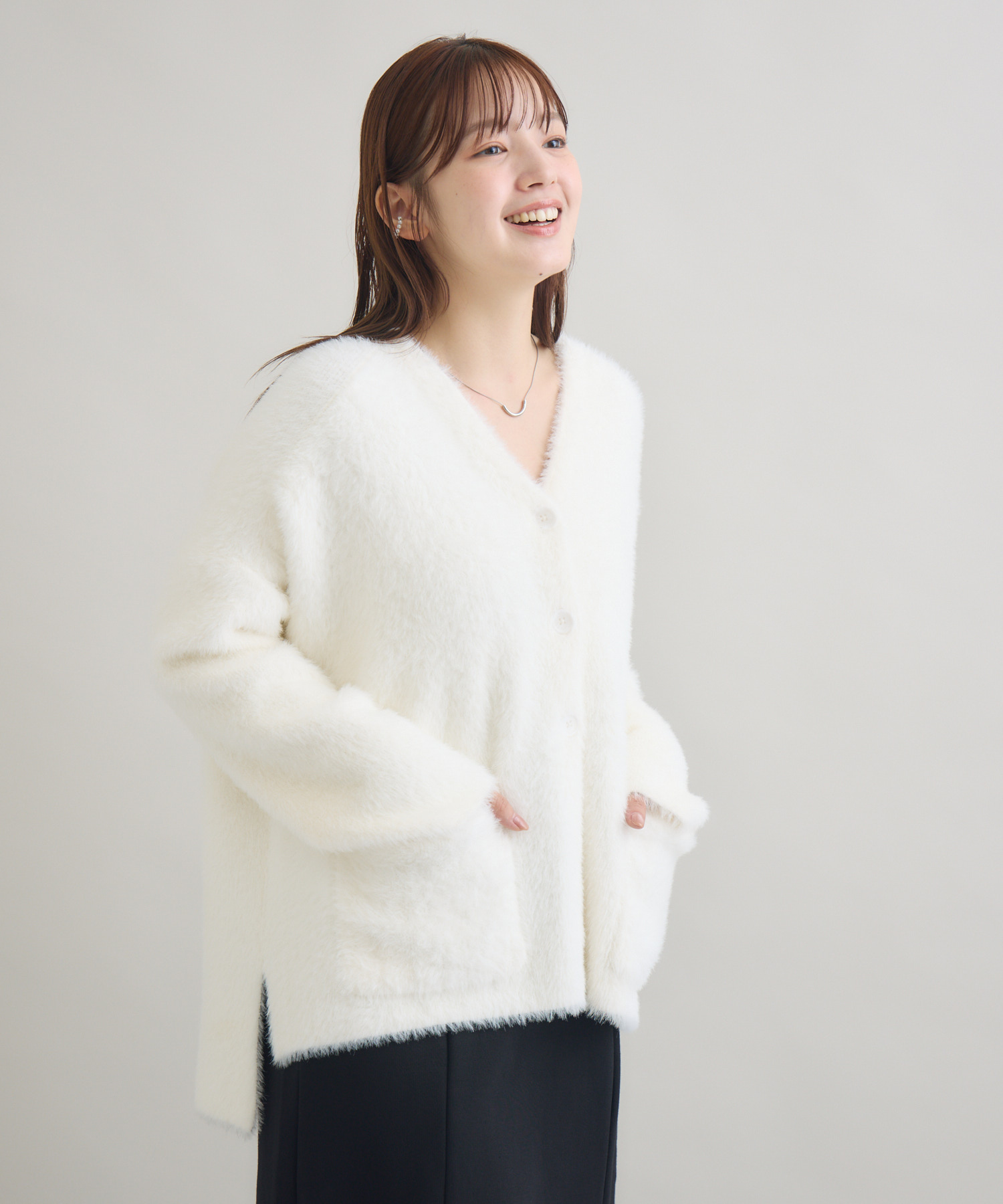 残りわずか】『 ねこ「まふゆ」モデル 』 シャギーカーディガン