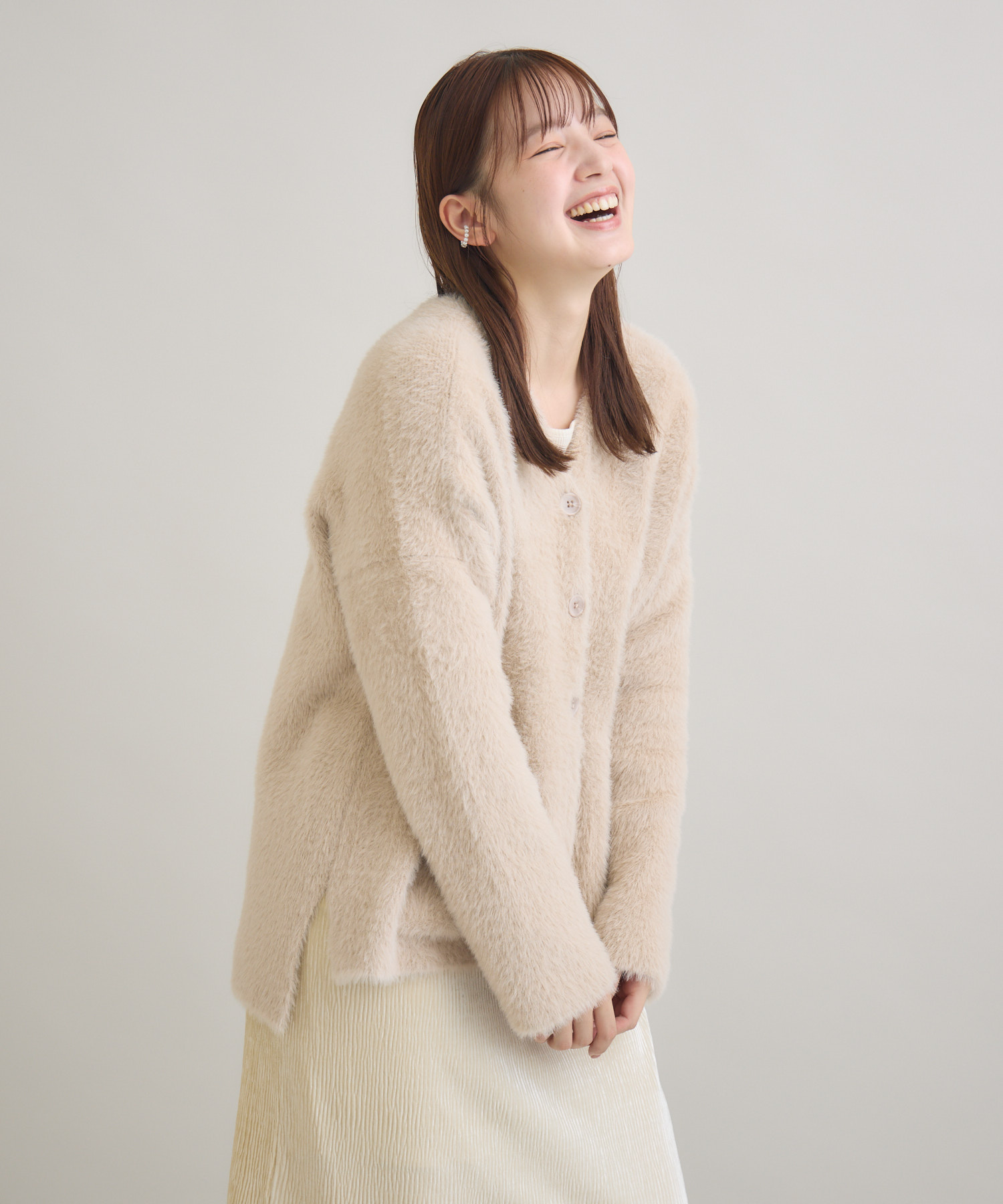 残りわずか】『 ねこ「まふゆ」モデル 』 シャギーカーディガン