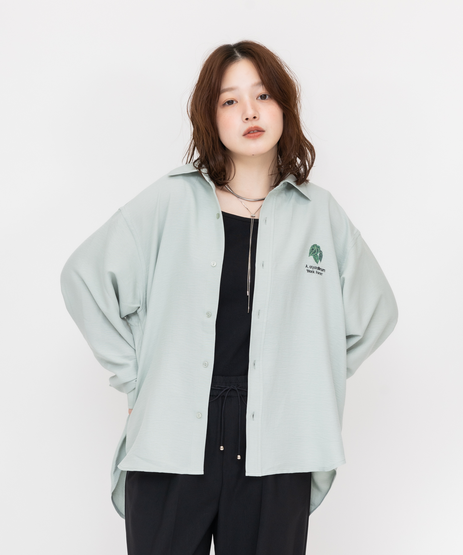 S*n様 オリーブ（OLIVE）ホワイトシャツ 残りわずか】【ボタニカルペインター「Saori ohwada」コラボ