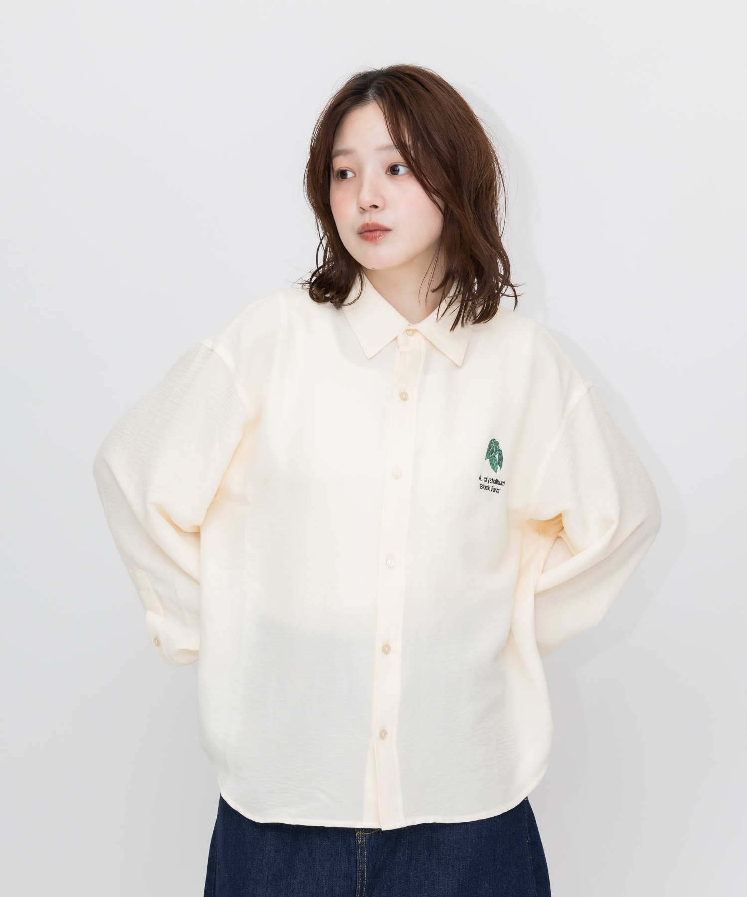 S*n様 オリーブ（OLIVE）ホワイトシャツ 残りわずか】【ボタニカルペインター「Saori ohwada」コラボ