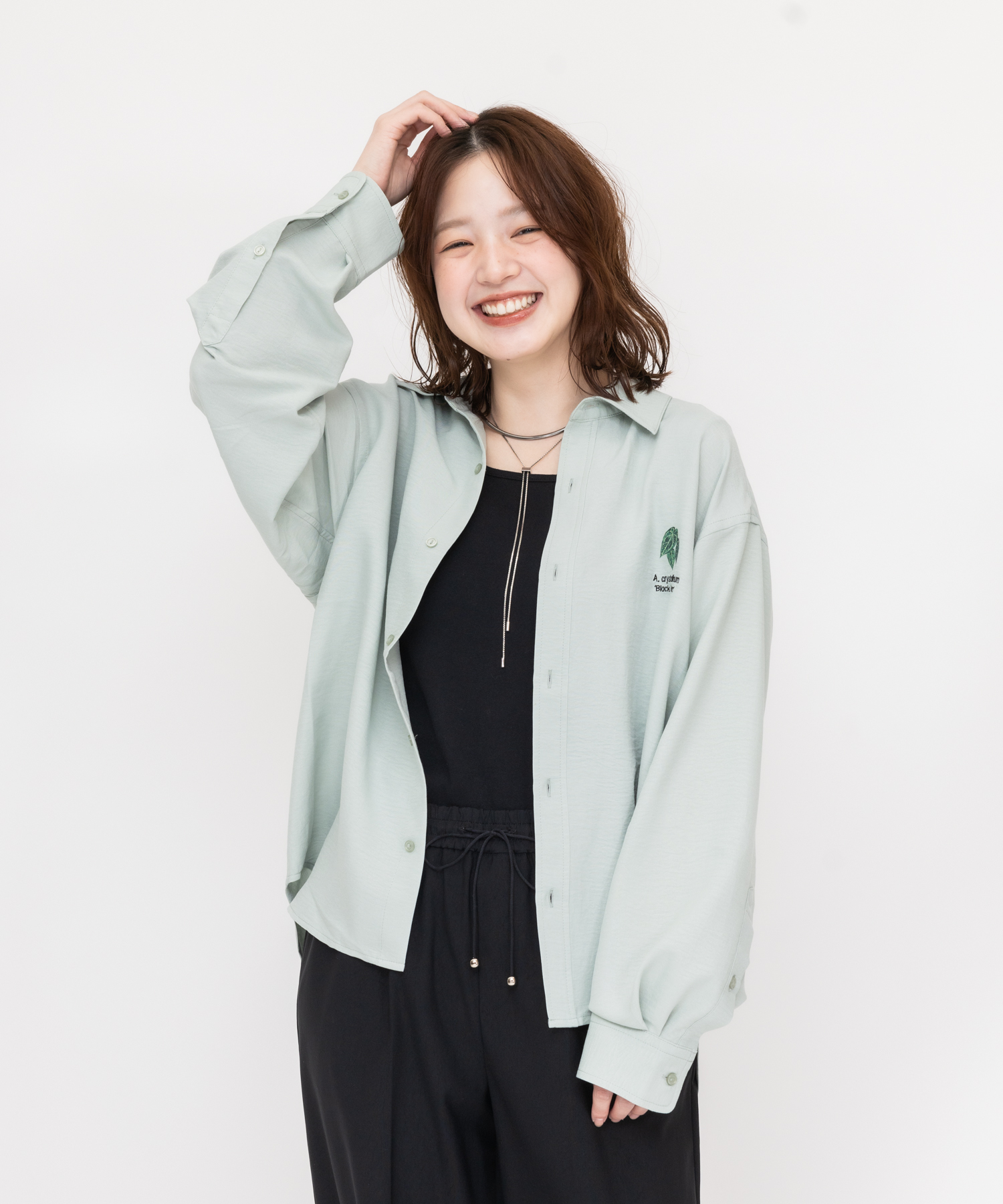 S*n様 オリーブ（OLIVE）ホワイトシャツ 残りわずか】【ボタニカルペインター「Saori ohwada」コラボ