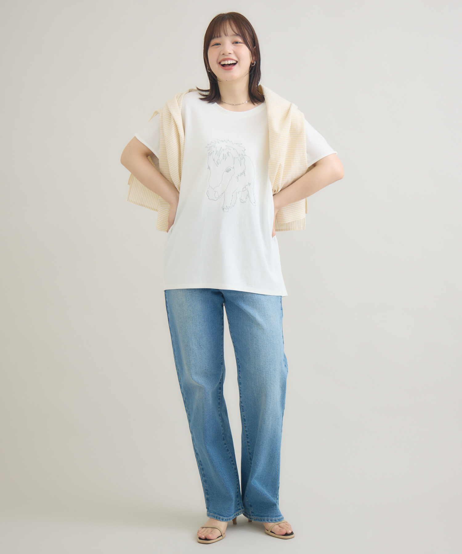 おひさま牧場】「グレイ」刺繍Tシャツ / meeny miny | IKG crossing
