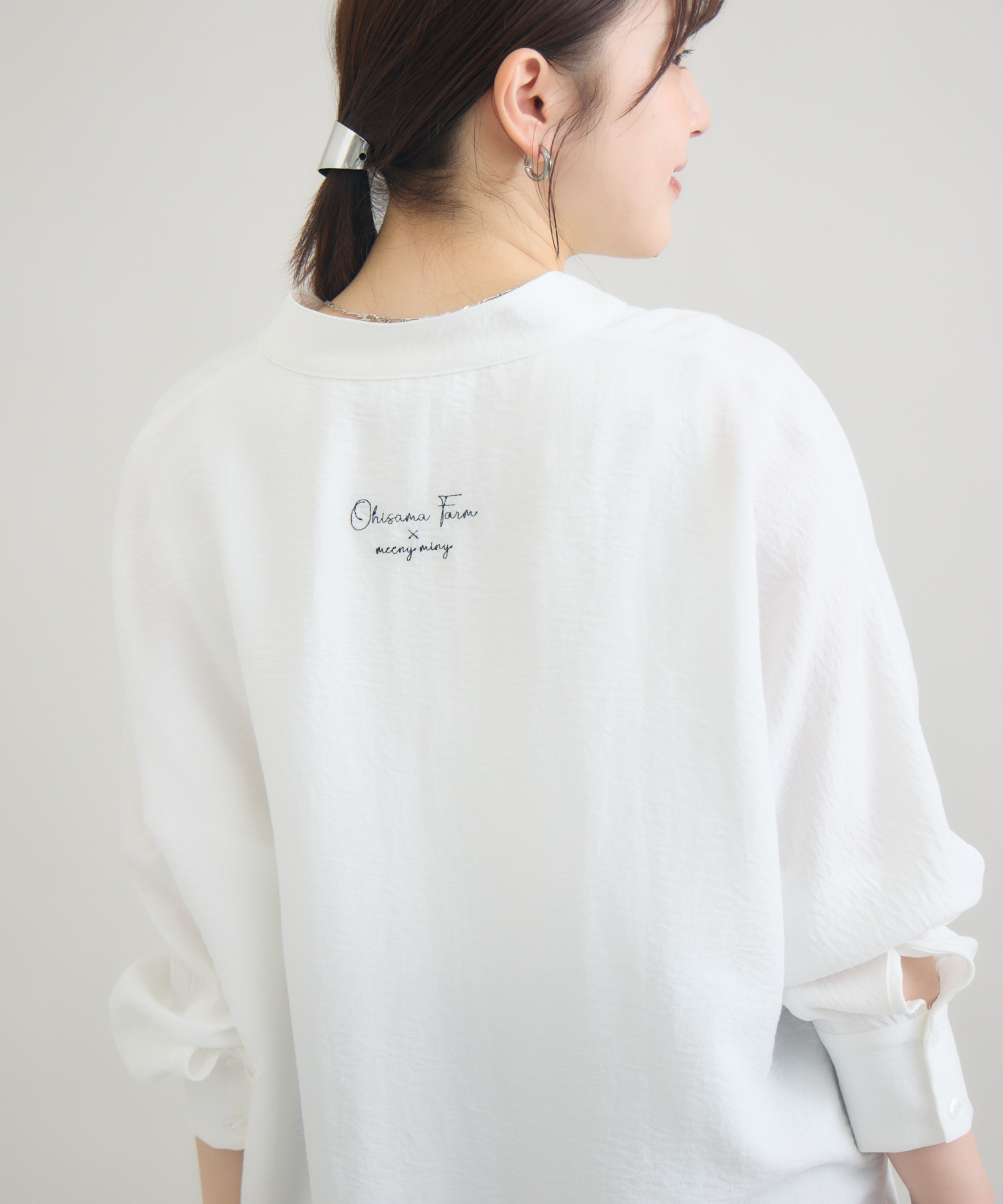 おひさま牧場】「ムギ」刺繍ホワイトシャツ / meeny miny | IKG crossing