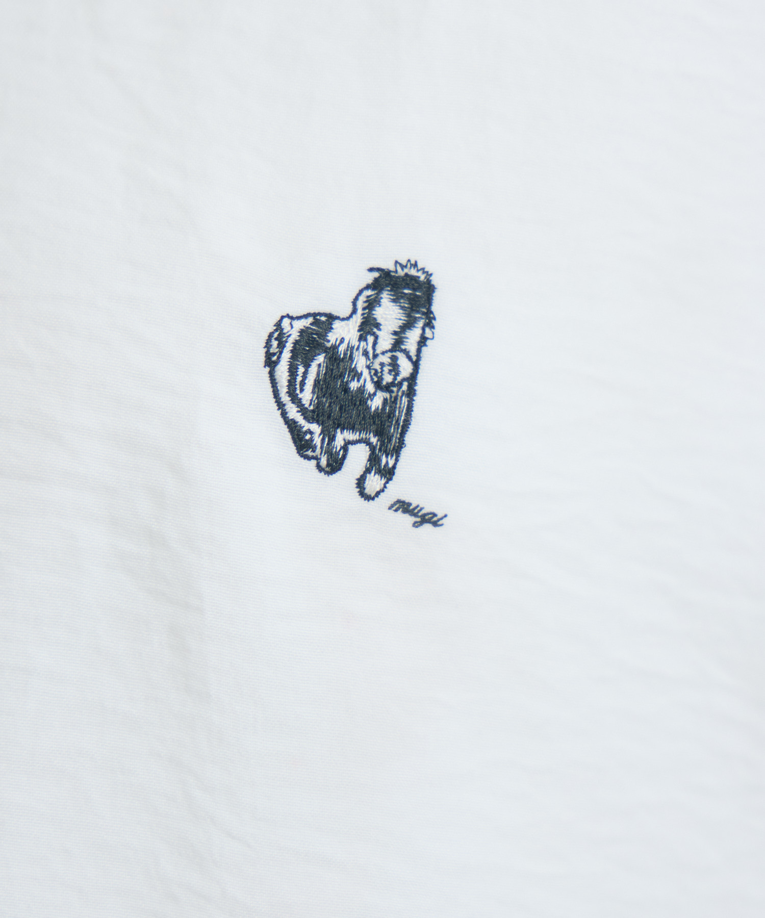 おひさま牧場】「ムギ」刺繍ホワイトシャツ / meeny miny | IKG crossing