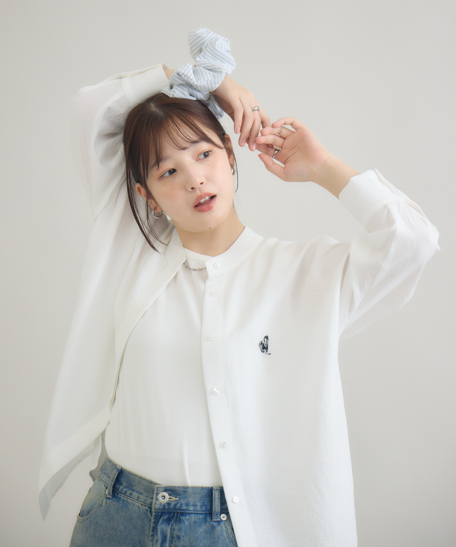 おひさま牧場】「ムギ」刺繍ホワイトシャツ / meeny miny | IKG crossing